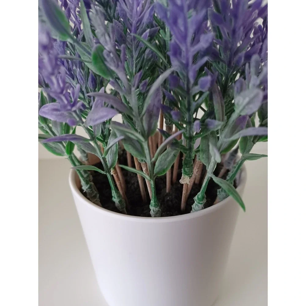 Fake Purple Lilac Flowers With White Flower Pot Holder Home Decor